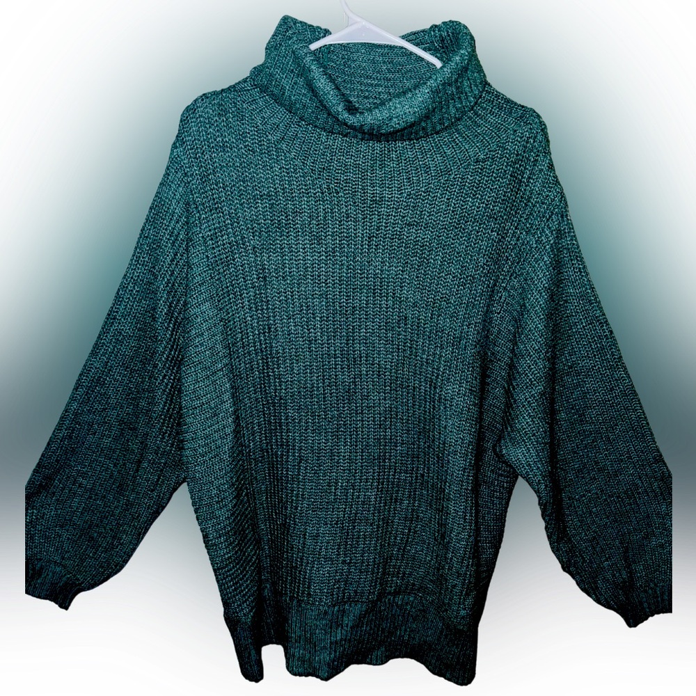 American Eagle Light Green Oversized Knit Turtleneck Sweater Size Large